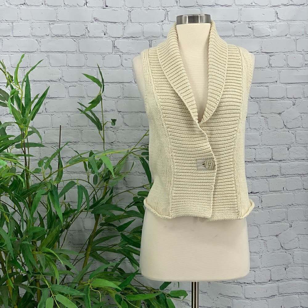 cAbi Cream Knit Vest w/ One Button Close